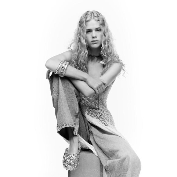 NWT Zara silver sequin ballerina flats, 7.5 - Picture 7 of 13